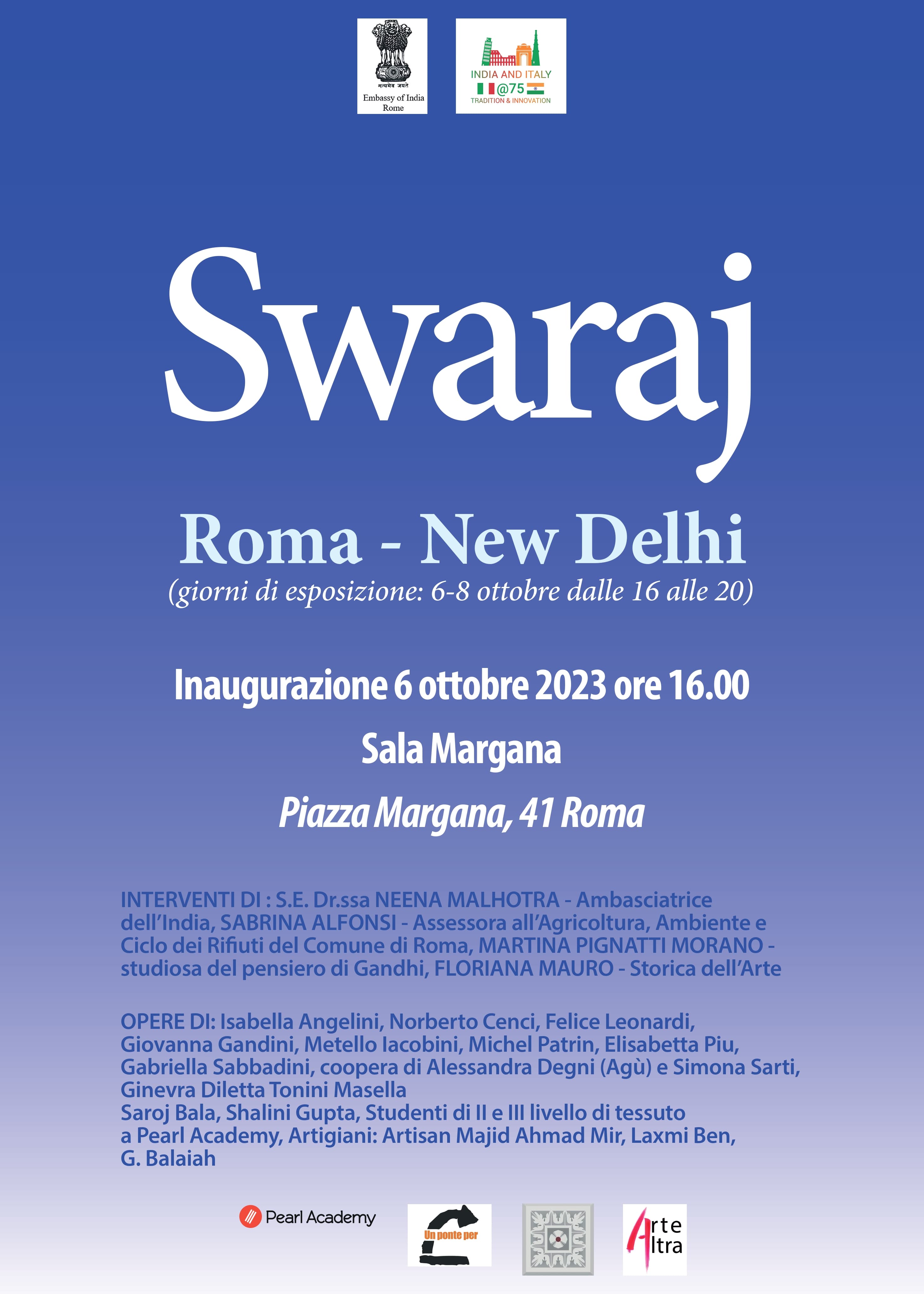 Inauguration of "Swaraj" exhibition in Rome (October 6, 2023 from 16:00 hrs)